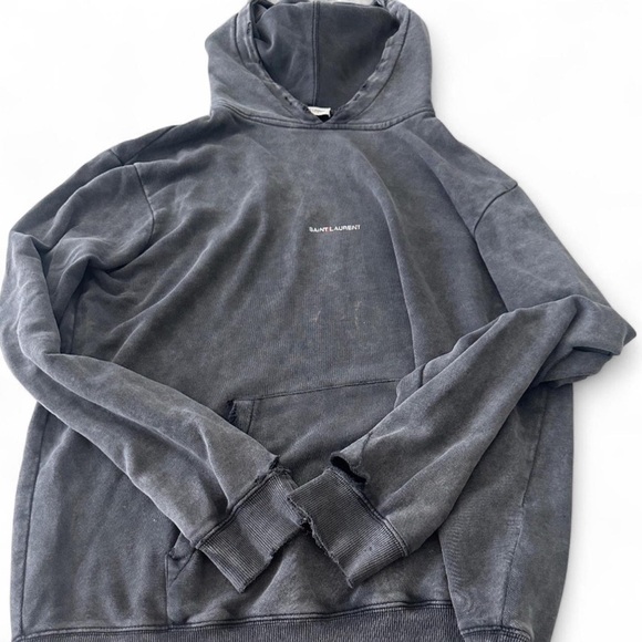 Saint Laurent YSL Men's Rive Gauche Hoodie Grey Size L bye - Picture 1 of 15